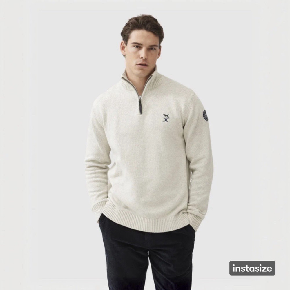 Rodd & Gunn 3XL Gilbert Sandy Park Knit 1/4 Zip Austrailian Cotton Sweater Patch